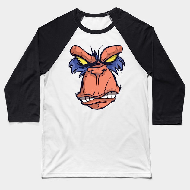 Angry Ape Face Baseball T-Shirt by BamBam